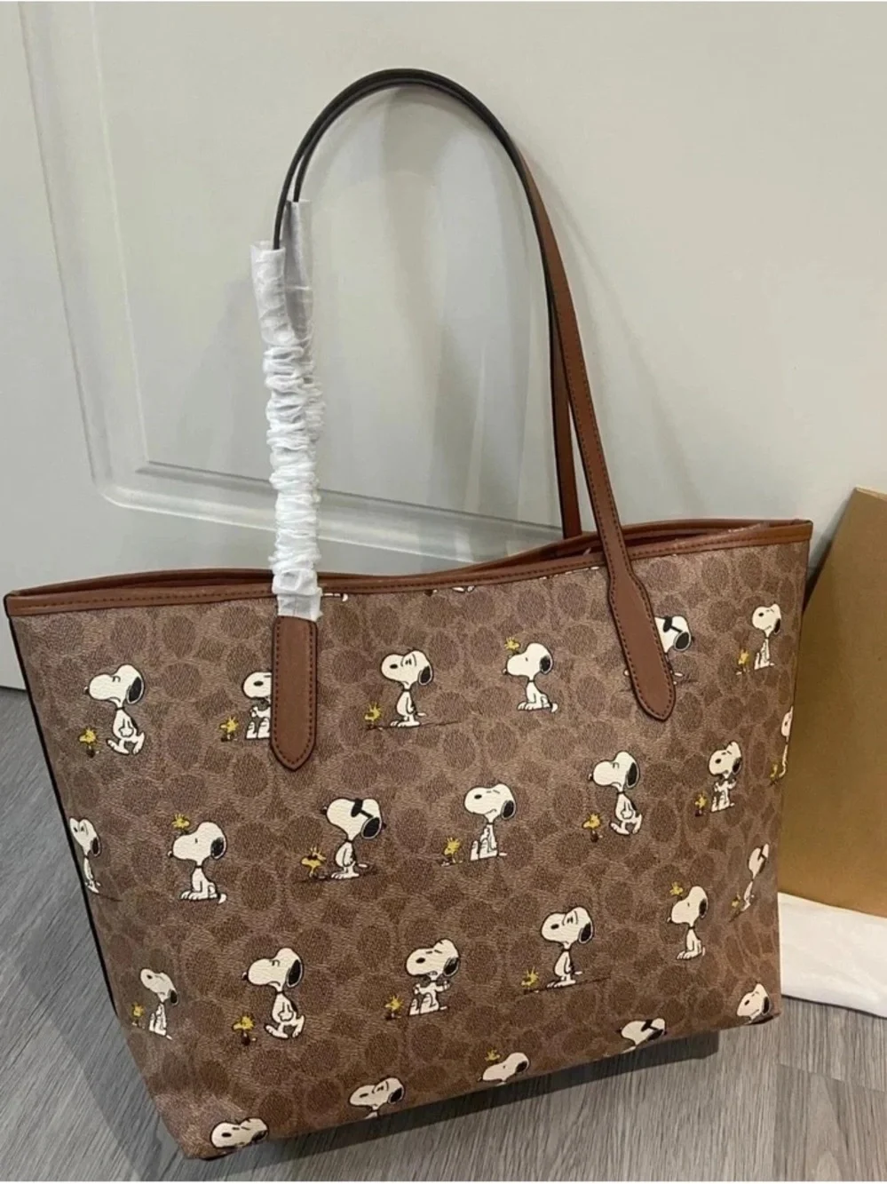 Coach Snoopy Brown Signature Tote Bag